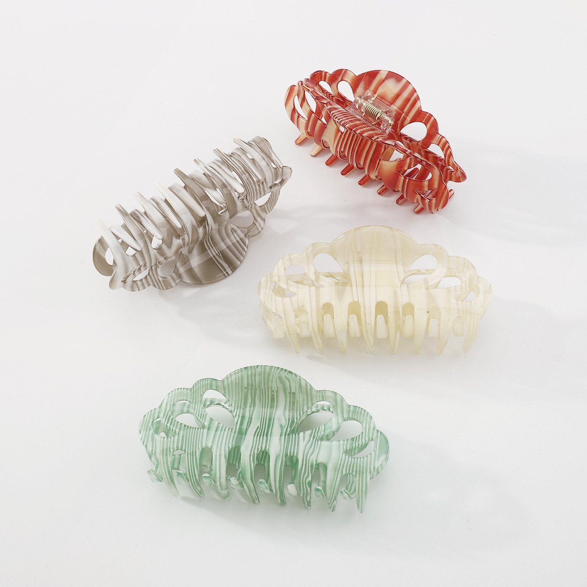 F4336 Acrylic Resin Geometric Fashion Shark Clip Cat's Eye Hollow Collision Colorful Ponytail Hair Claw Clip Female