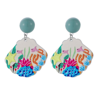 Acrylic plate graffiti earrings ocean world earrings niche personality design girly accessories