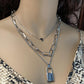 Jewelry Retro Chain Peach Heart Lock Pendant Necklace Women's Creative Geometric Multilayer Lock Necklace