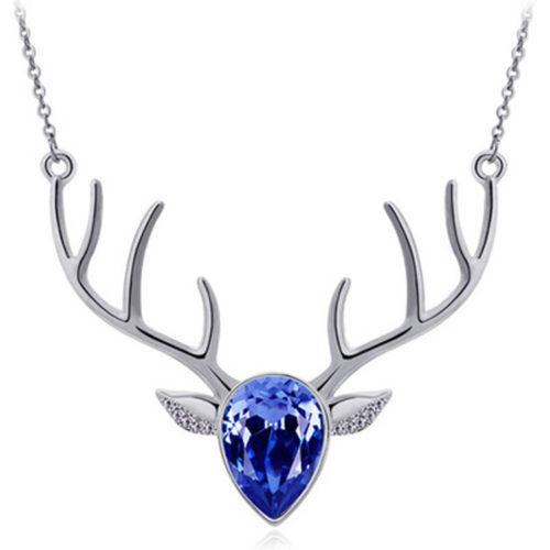 Popular Diamond Necklace Crystal Deer Head Clavicle Chain Creative Animal Pendant Jewelry