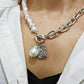 Korean ins net red temperament single-layer special-shaped pearl OT buckle necklace trendy brand simple necklace clavicle chain female
