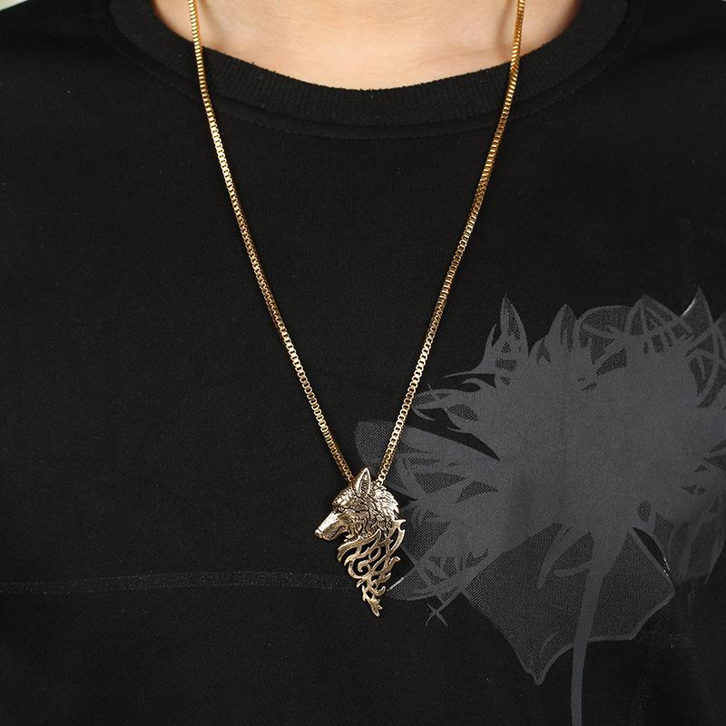 Retro Domineering Wolf Head Necklace Original Fashion Personality Metal Animal Sweater Chain Necklace Can Be Authorized