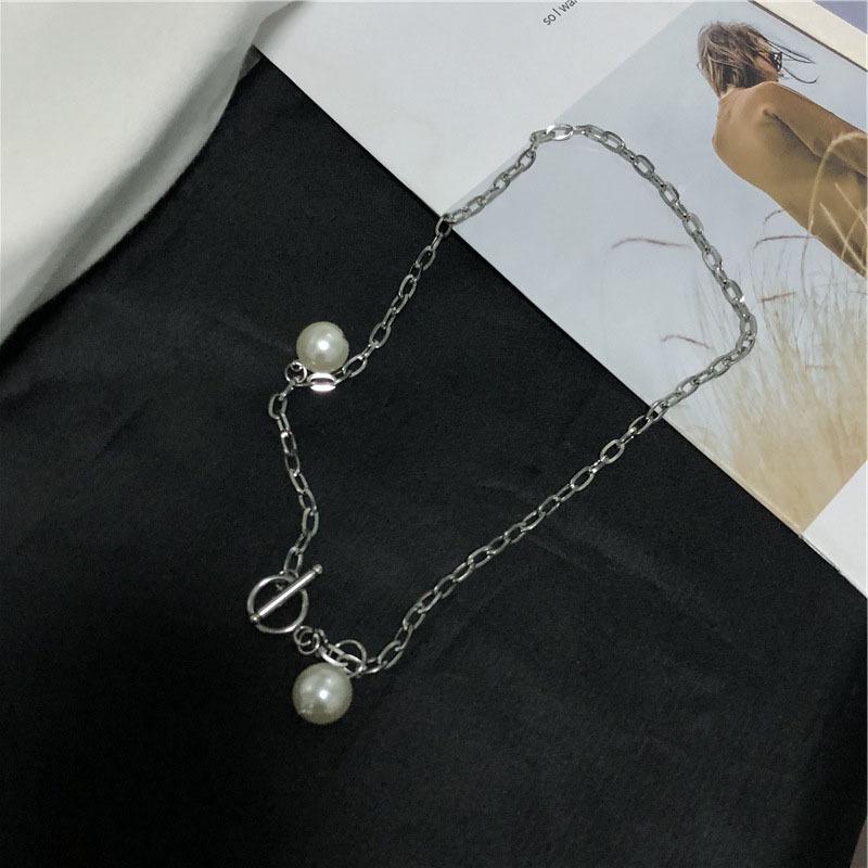 Jewelry Pearl Necklace Men's Trendy Hip Hop Chain Clavicle Chain Women's Necklace Smiley Face Necklace