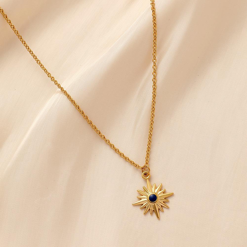 Classic Independent Design Ladies Stainless Steel Exquisite Retro Gold Double Drip Oil Star Choker Necklace
