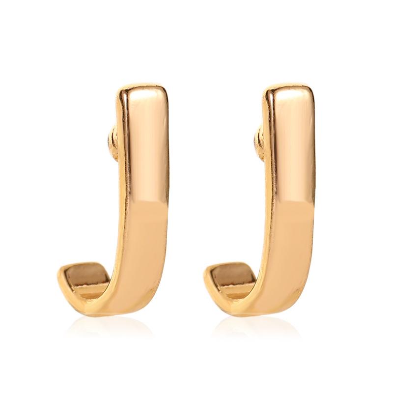 Temperament J letter earrings female fashion personality niche design metal geometric earrings earrings