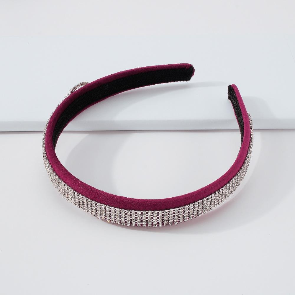 F3621 Simple Rhinestone Headband Women Retro Trendy Candy Color Hair Accessories Creative Claw Chain Hong Kong Headband Women