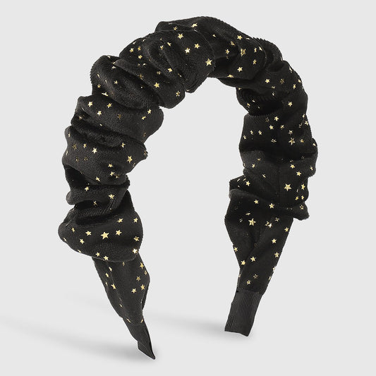 F548 Simple niche retro pleated five-pointed star headband autumn and winter style French temperament flannelette headband hairpin female
