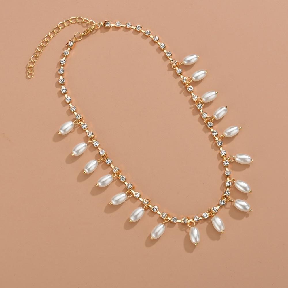 Accessories Boho Pearl Necklace Fashion Rhinestone Clavicle Chain Women Jewelry