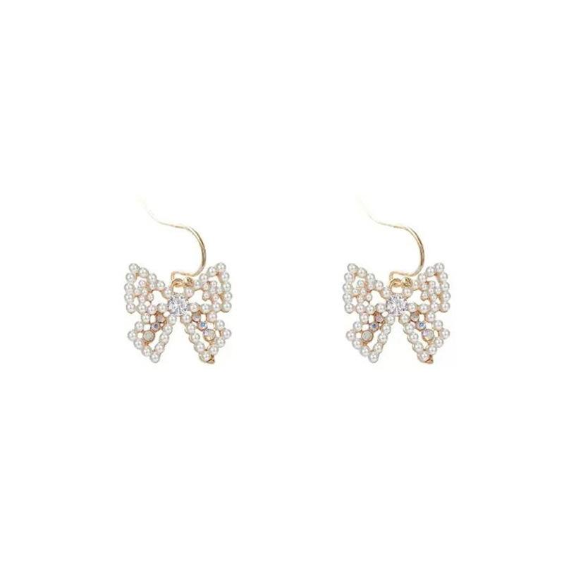 S925 Silver Needle Butterfly Pearl Earrings Women's Exquisite Small Stud Earrings Star Same Style Small Fragrance Earrings