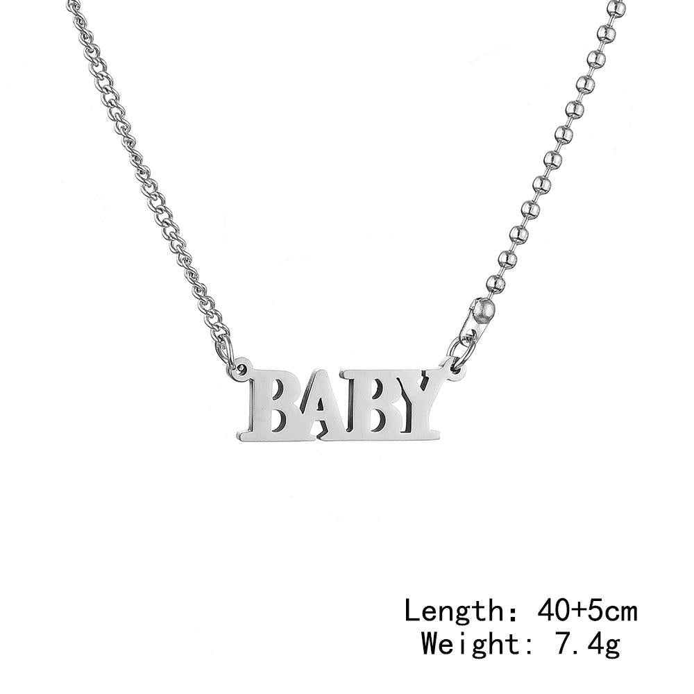 Pendant fashion English letter baby stainless steel personality word necklace clavicle chain