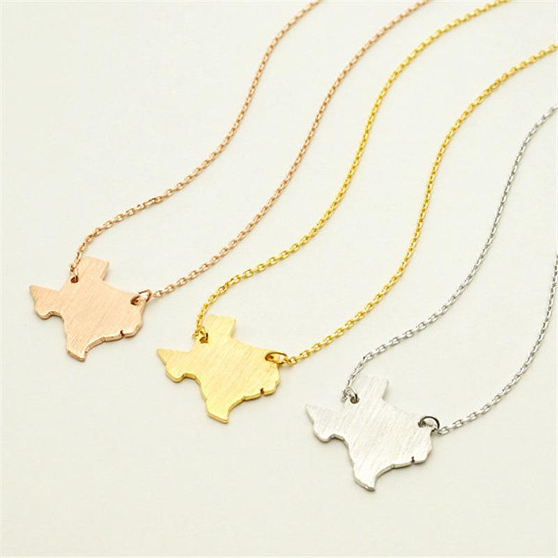 Texas Alloy Necklace US State Map Clavicle Chain
