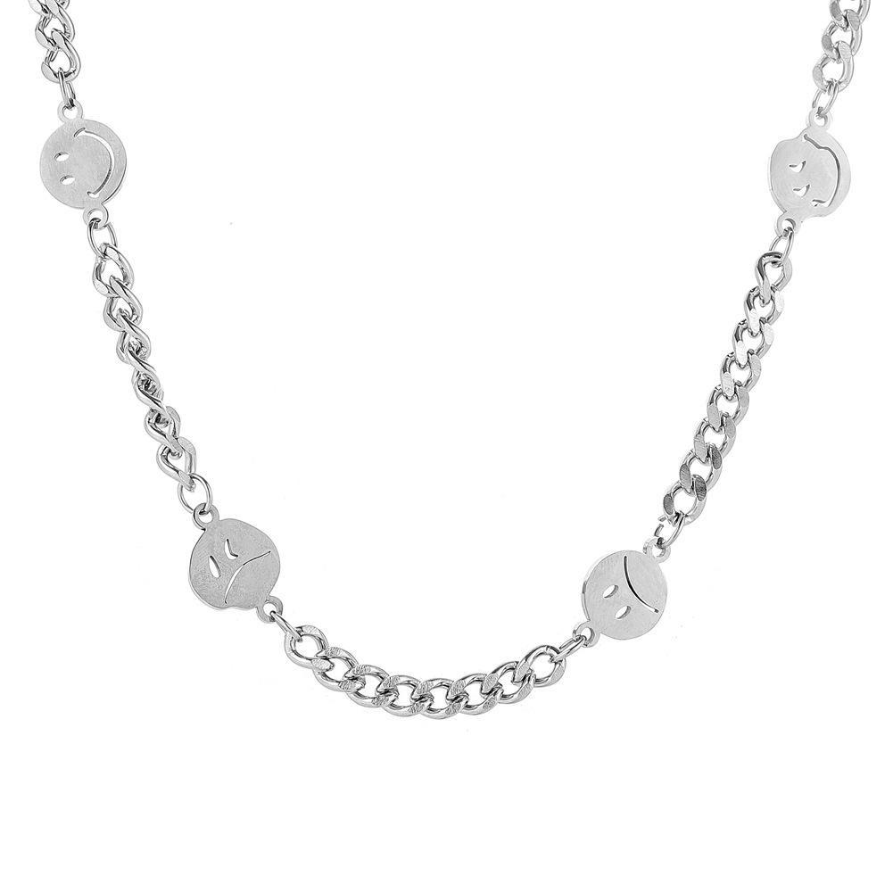 Indifferent and Simple Emotions Titanium Steel Pendant Stainless Steel Choker Clavicle Chain Necklace
