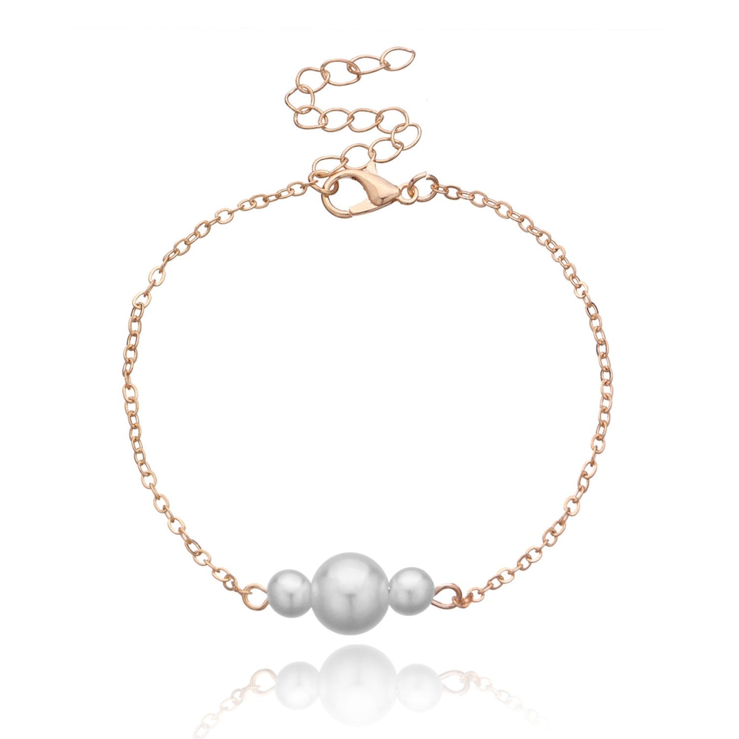 Jewelry Size Pearl Hand Threaded Bracelet Female Fashion Simple Metal Chain Bracelet Jewelry