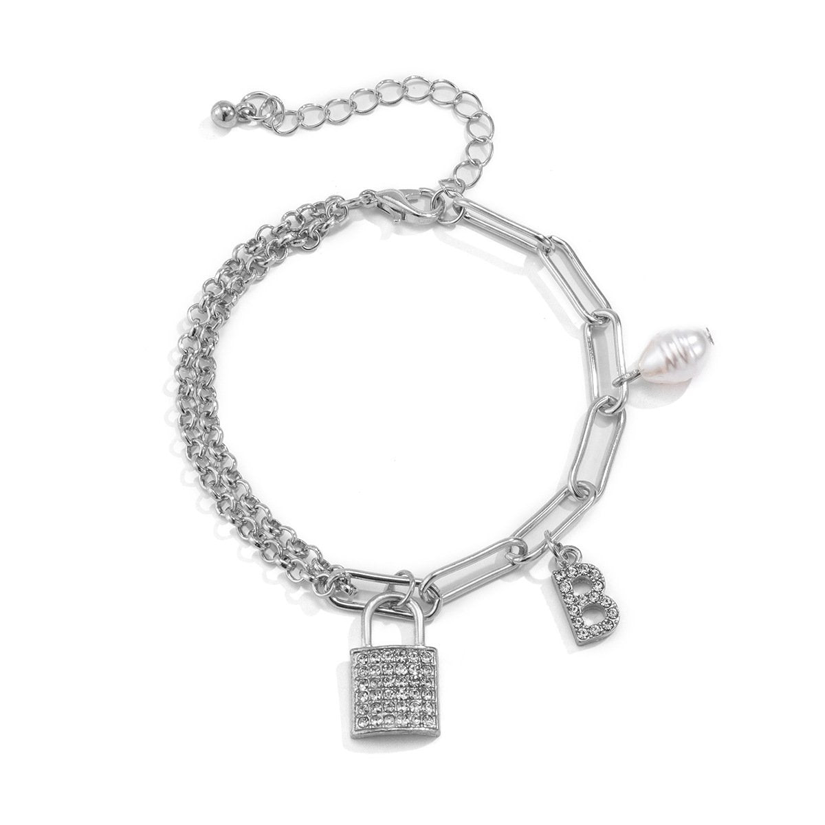 Jewelry cold diamond letter lock pendant necklace niche Baroque pearl necklace female