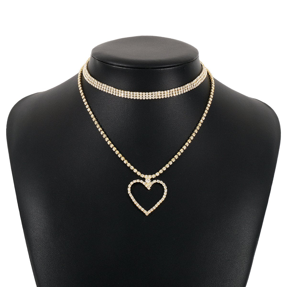 N1882 Light Luxury Sweet Geometric Love Necklace Rhinestone Claw Chain Temperament Minority Elegant Hong Kong Necklace