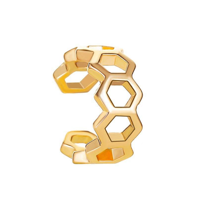 Creative cute honeycomb ear clip personality hollow hexagonal ear bone clip simple no earring earrings