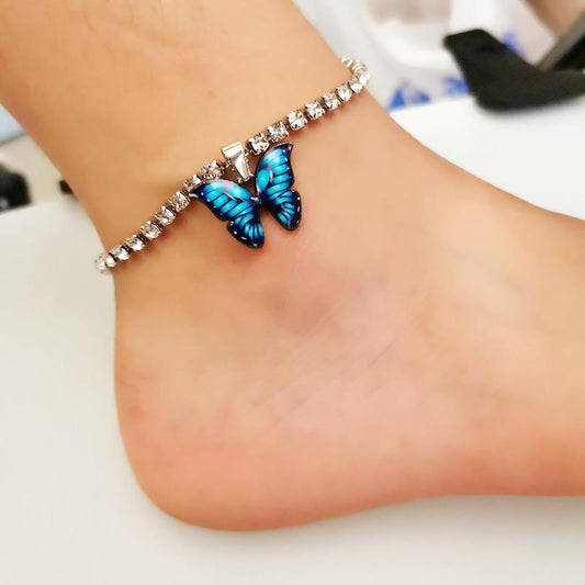 Jewelry summer beach chain multi-layer foot decoration simple ins temperament butterfly anklet women's suit