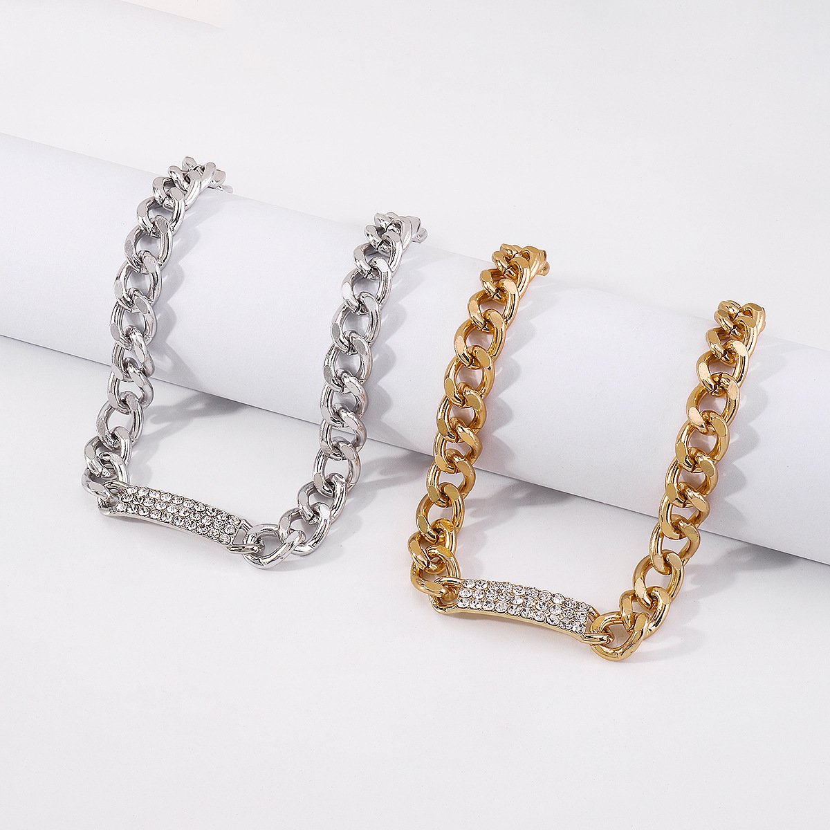 N8884 Exaggerated Personality Short Necklace Cold and Micro-inlaid Punk Hip-Hop Necklace Sweet Cool Street Shooting Show Necklace