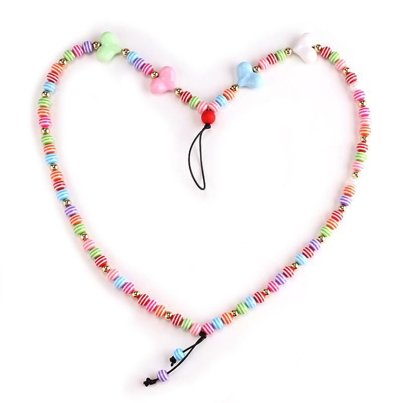 Trend acrylic candy color chain diy mobile phone chain pendant peach heart smiley jewelry accessories mobile phone chain