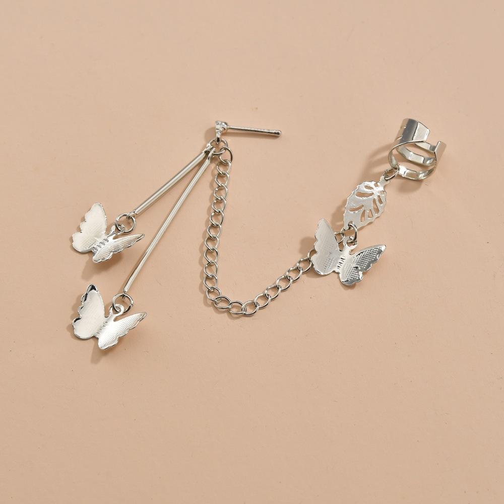 Ear bone clip butterfly one-piece earring female earring net red same style ins ear clip chain accessories