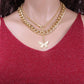 Fashion double thick chain necklace ins retro metal butterfly exaggerated personality chain hip-hop necklace