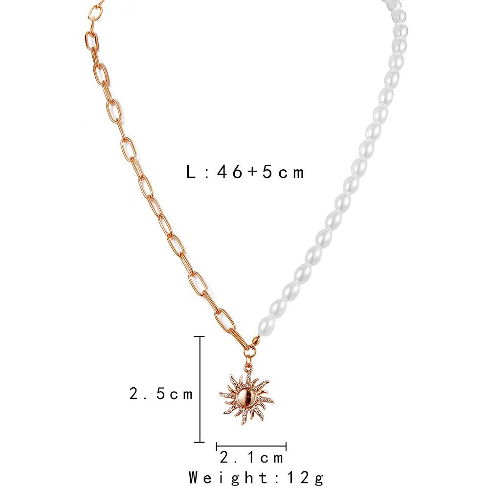 Simple fashion niche design summer ins ladies short choker pearl sun necklace
