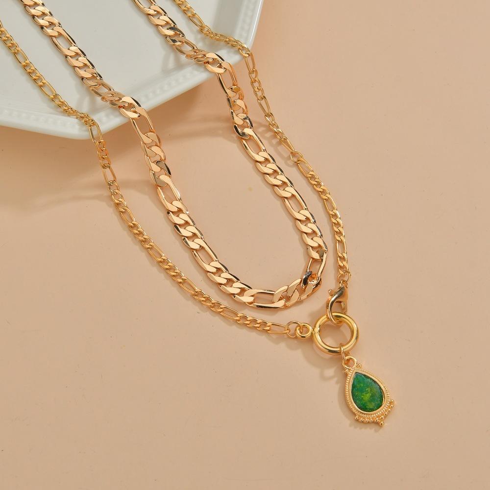 Vintage Alloy Drop Pendant Necklace Fashion Double Chain Necklace Ladies Accessories