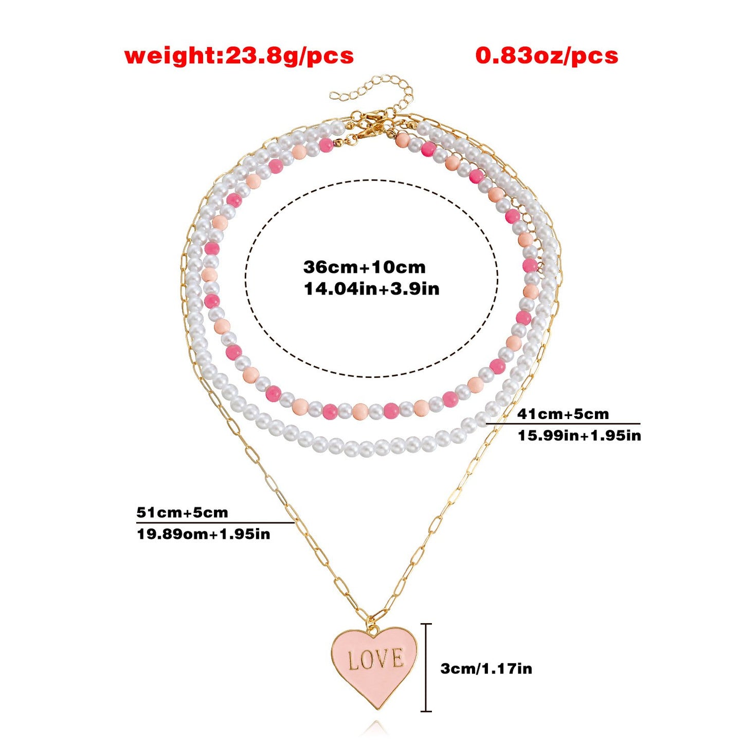 Jewelry Bohemia imitation pearl exaggerated color LOVE love pendant necklace hot girl necklace