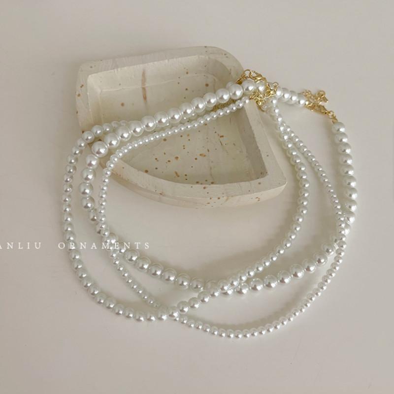 Light luxury niche fever same style pearl necklace ins women's design retro high-end clavicle chain necklace