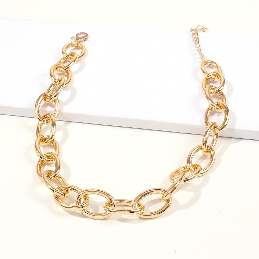 2N7145 Necklace Exaggerated Metal Thick Chain Short Necklace Necklace Clavicle Chain Atmospheric Fashion Versatile