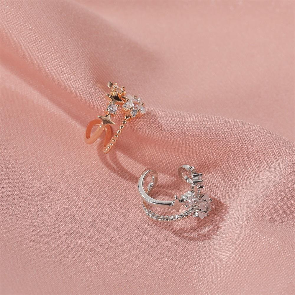 Ear bone clip simple double-layer star ear clip pentagram starless ear pierced earring personality trendy earrings
