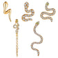 Set earrings personality five-piece set full of diamonds snake-shaped earrings punk street hipster earrings