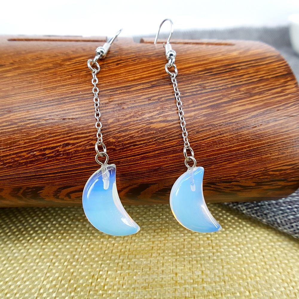 Direct Supply Moon Earrings Long Creative Earrings Earrings Natural Stone Alloy Earhooks Fashion Earrings
