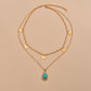 Fashion Round Iron Necklace Clavicle Chain Alloy Water Drop Pendant Multilayer Necklace Accessories