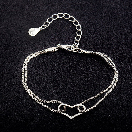 Version fresh and elegant all-match bracelet simple sweet double love thin bracelet bracelet