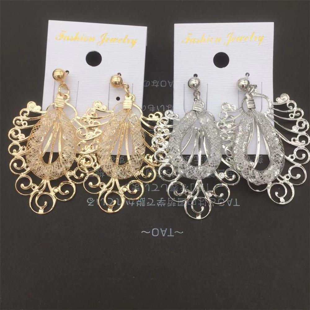 Hollow-out Butterfly Mesh Tube Imitation Zircon Water Drop Stud Earrings Earrings Earrings Popular Jewelry