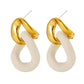 Retro double circle simple fashion earrings 18k frosted rubber paint exaggerated chain ladies earrings