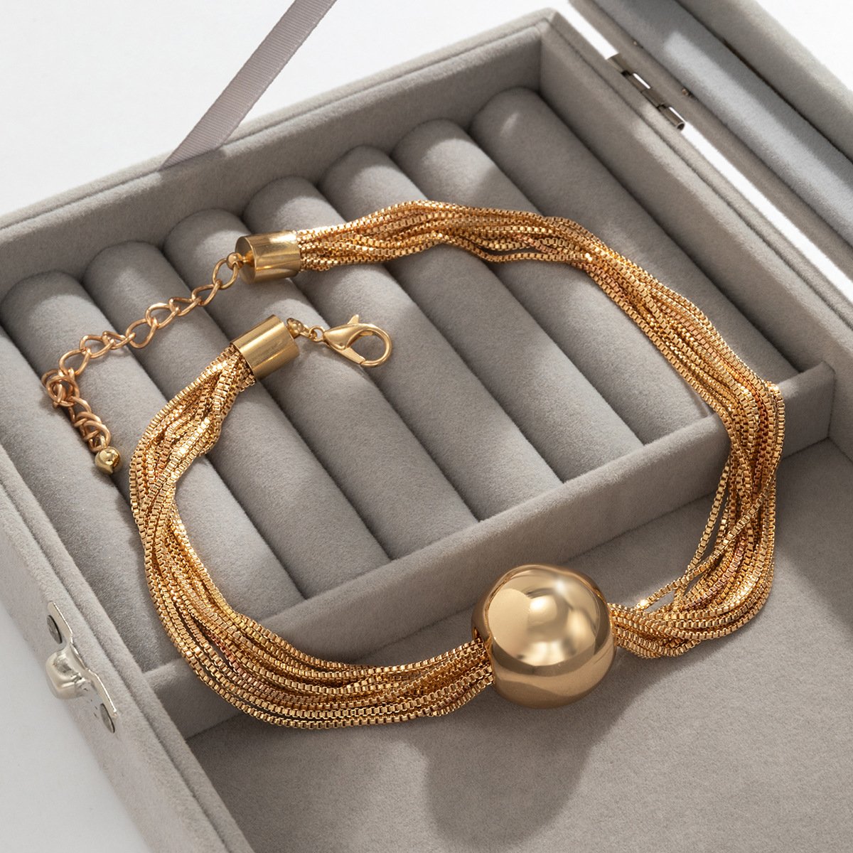 Jewelry Exaggerated Punk Multi-layer Chain Stacked Necklace Temperament Niche Geometric Ball Personality Necklace