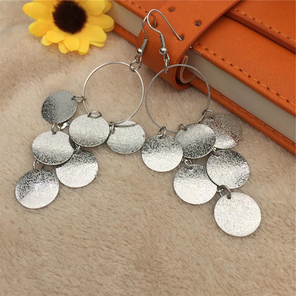 Jewelry Frosted Metal Sequin Disc Ladies Earrings Ring Earrings Earrings Stud Earrings