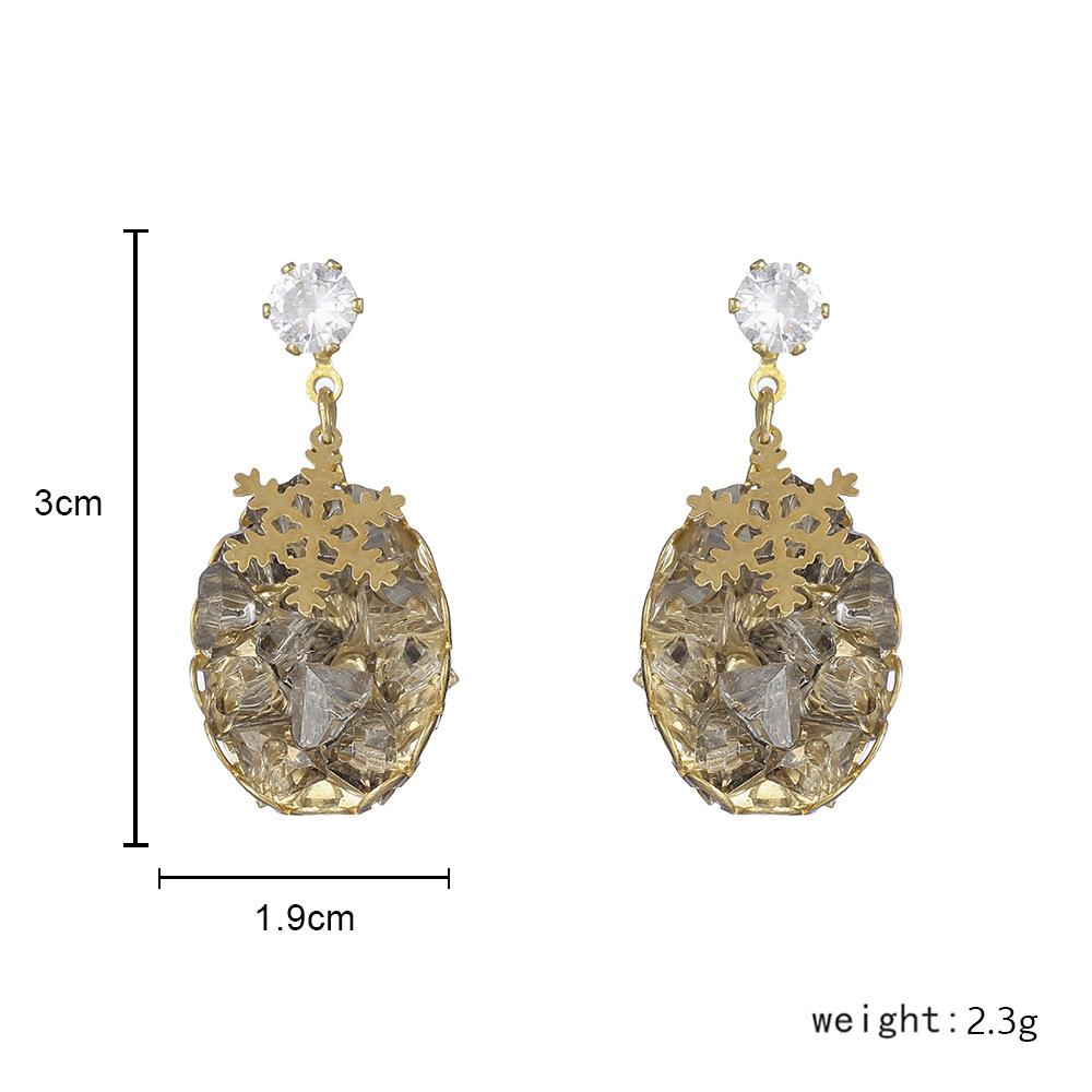 Fashionable natural geometric shape full diamond metal snowflake earrings earrings trendy diamond sexy earrings for women