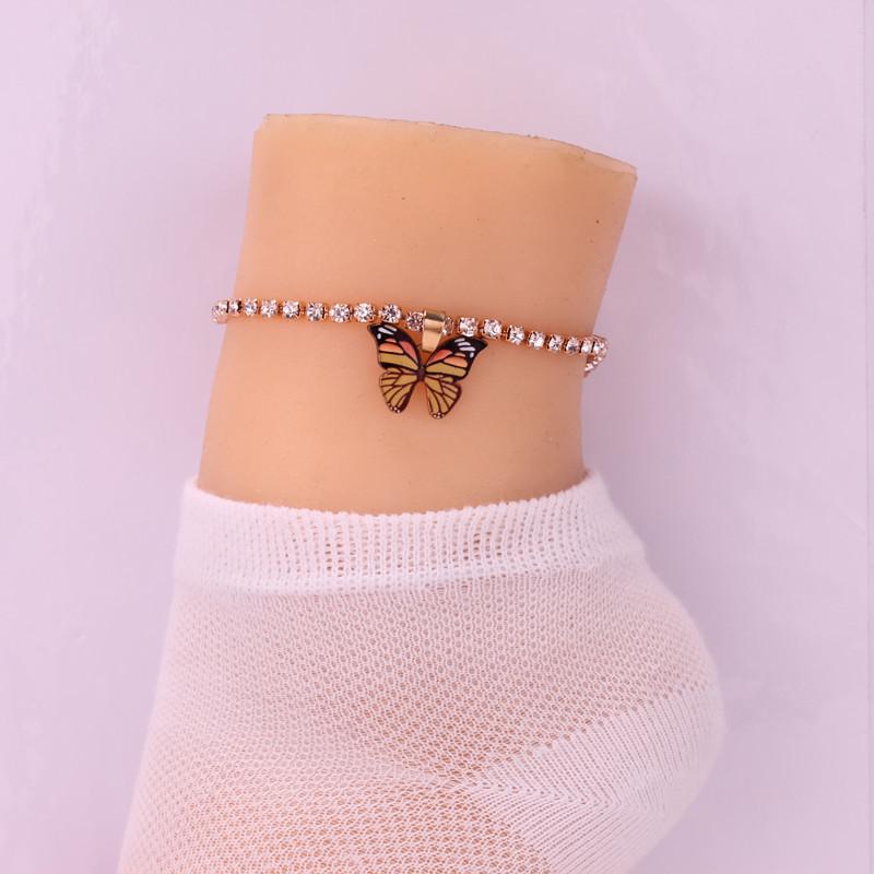 Simple temperament, all-match sweet forest thick chain anklet personality fashion niche design sense butterfly anklet