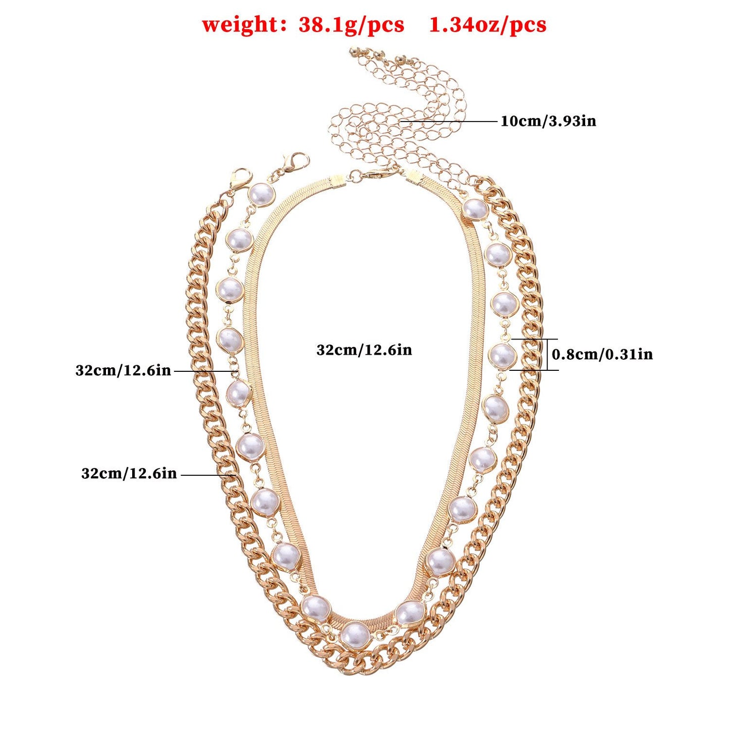 Jewelry Retro Exaggerated Round Pearl Necklace Female Personality Simple Snake Shape Multilayer Necklace