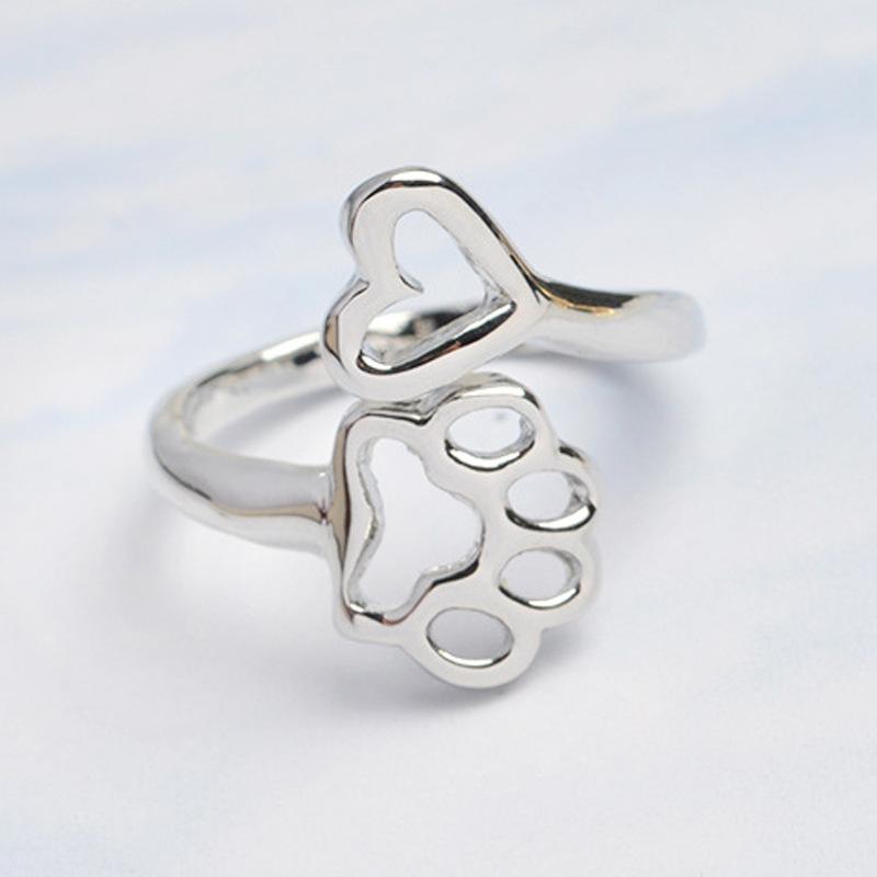 19 Years Explosive Love Dog Print Ring Open Ring Love Dog Print Ring Jewelry