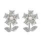 ins crystal flower earrings light luxury niche design micro-inlaid zircon earrings sweet and fresh petal earrings