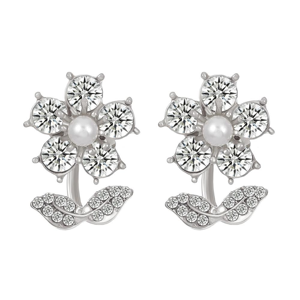 ins crystal flower earrings light luxury niche design micro-inlaid zircon earrings sweet and fresh petal earrings
