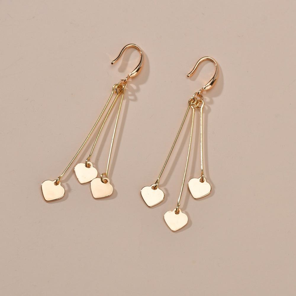 Popular Iron Piece Heart Earrings Retro Fashion Long Tassel Earrings Earrings Accessories
