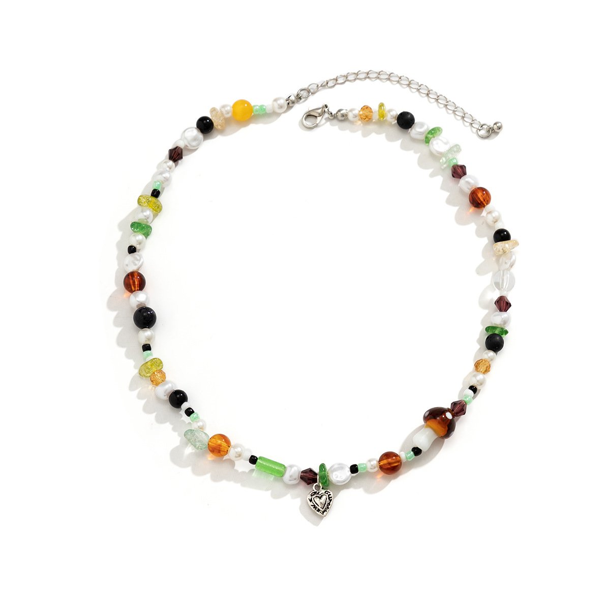 Jewelry Niche Design Sense Imitation Pearl Beaded Necklace Simple Versatile Glass Mushroom Necklace Women