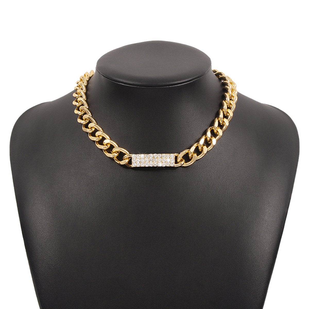 N8884 Exaggerated Personality Short Necklace Cold and Micro-inlaid Punk Hip-Hop Necklace Sweet Cool Street Shooting Show Necklace