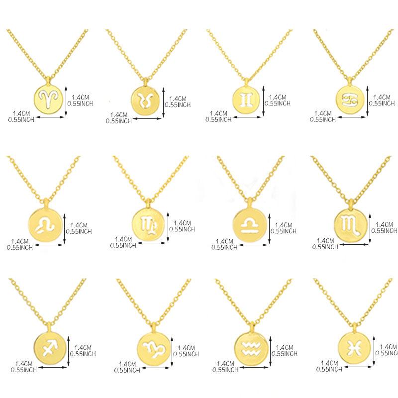 Explosive Jewelry Twelve Constellation Necklace Pisces Round Cake Pendant Clavicle Chain
