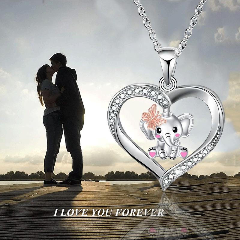 Explosive fashion women's heart butterfly elephant pendant necklace beautiful animal series jewelry